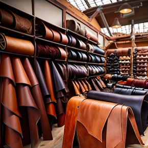 Verschiedene Lederwaren in der Ausstellung von Kuhmühle 6, Hamburg.